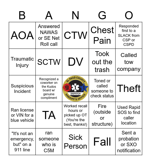 Telecommunicator Week BANGO! Bingo Card