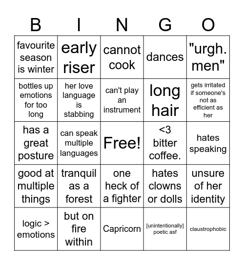 elvira Bingo Card