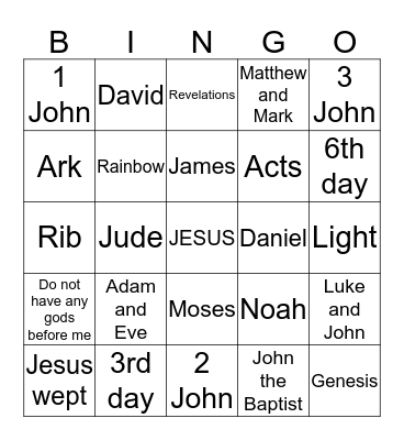 Bible Bingo Card