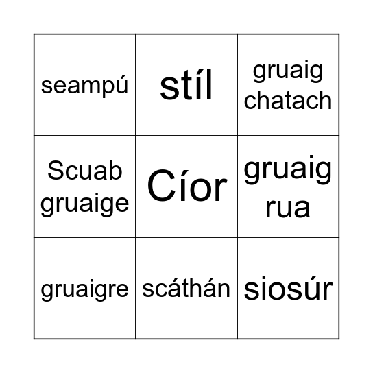 An gruagaire Bingo Card