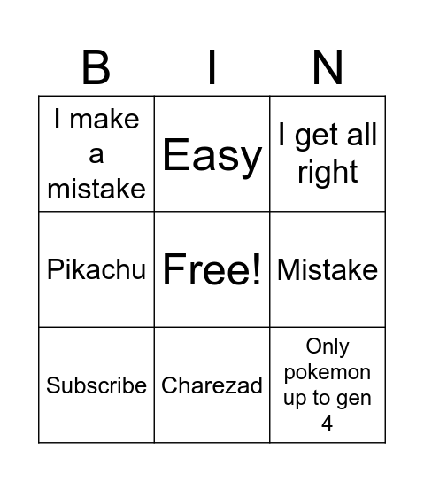 Untitled Bingo Card