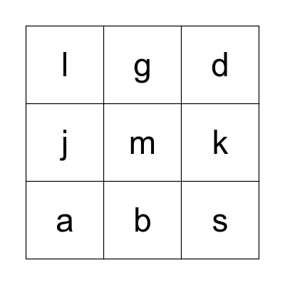 First Sounds Bingo Card