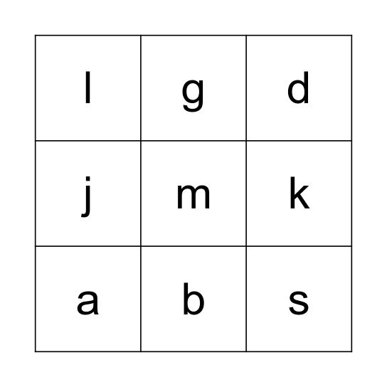 First Sounds Bingo Card