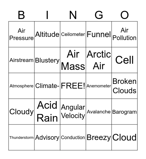 Camp in a Can (Science) Bingo Card