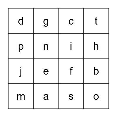 First Sounds Bingo Card