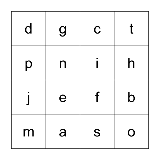 First Sounds Bingo Card