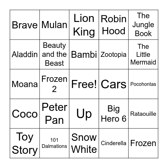 Name the Movie Bingo Card