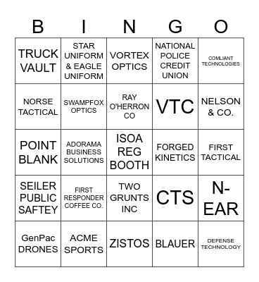 ISOA TACTICAL BINGO Card