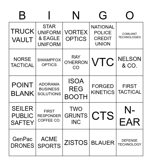 ISOA TACTICAL BINGO Card