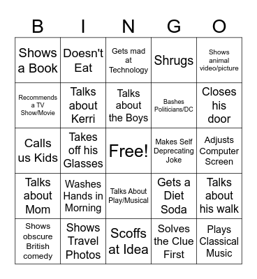 Kurt Bingo Card