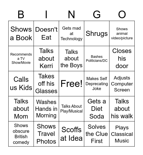 Kurt Bingo Card