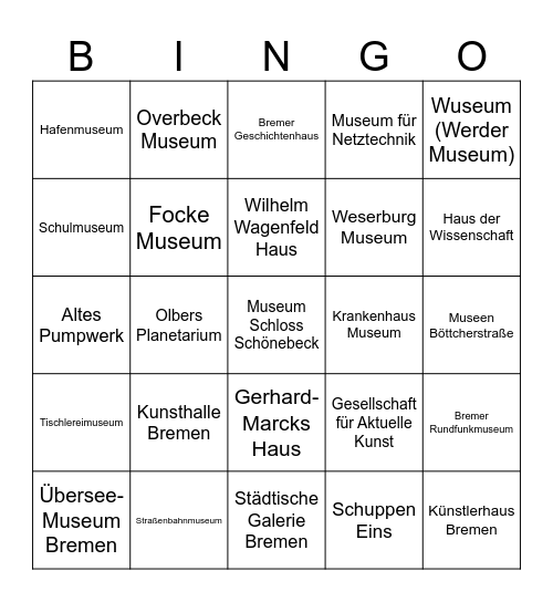 Bremer Museen Bingo Card