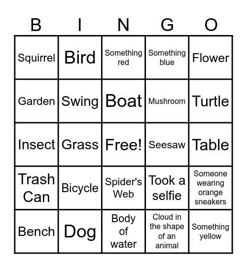 Morning Walk Bingo Card