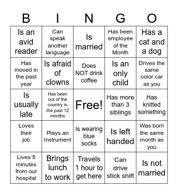 Find Someone Who Bingo Card