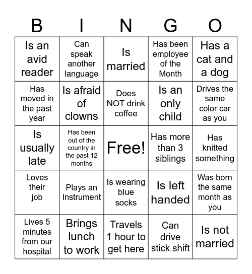 Find Someone Who Bingo Card