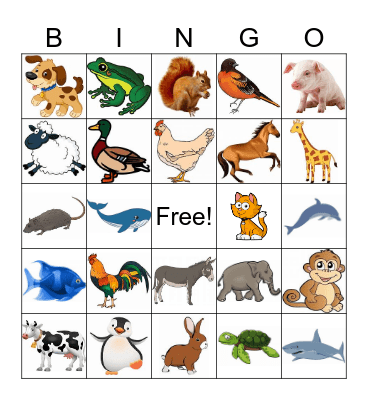 ANIMALS BINGO Card