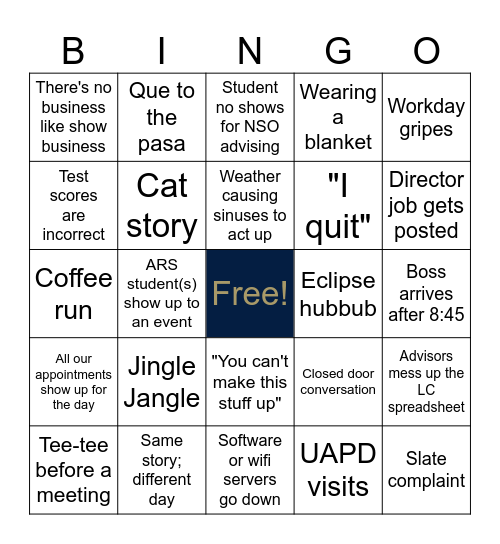 The Office (UA) Bingo Card