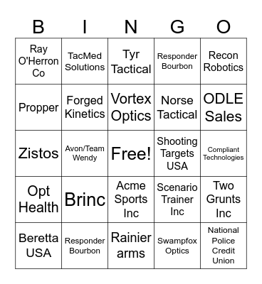 ISOA Tactical BINGO Card