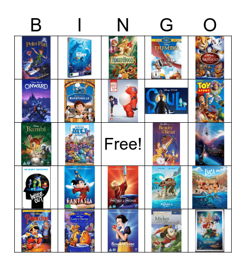 Disney Movies Bingo Card