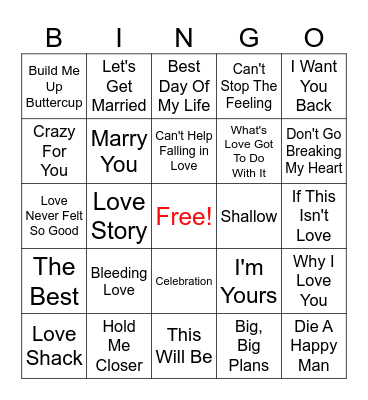GUESS THAT SONG! Bingo Card