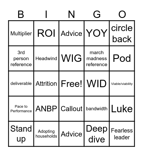 QBR Bingo Card