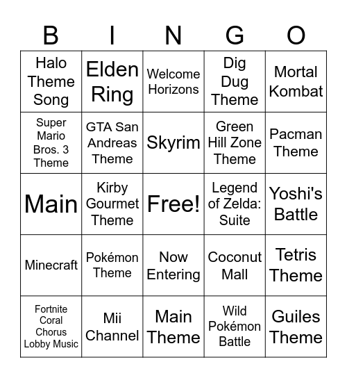 SINGO! Video Games Edition Bingo Card