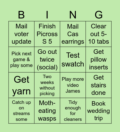 April Bingo Card