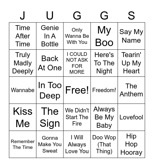 90'S PROM BINGO Card