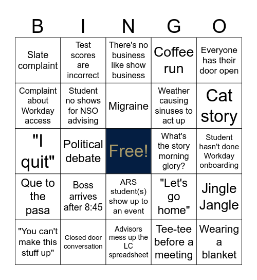 The Office (UA) Bingo Card