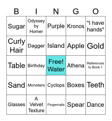 The Sea of Monsters Bingo Card