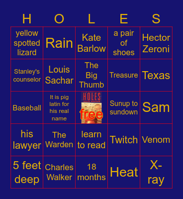 HOLES Bingo Card