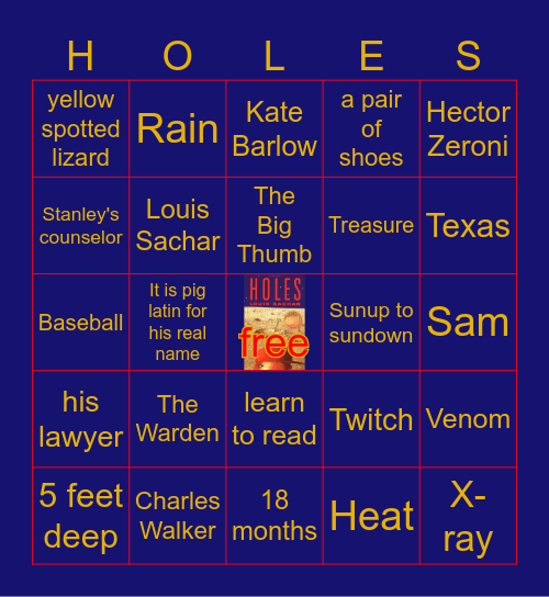 HOLES Bingo Card