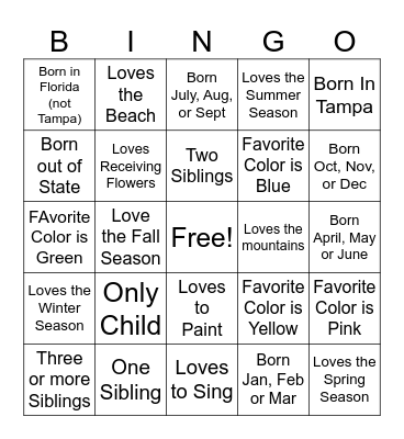 Get to Know Your Neighbor Bingo Card