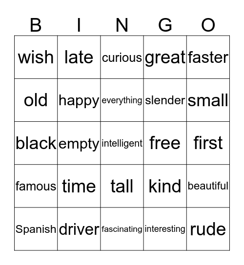 Flash Cards  Act One (2)  Bingo Card