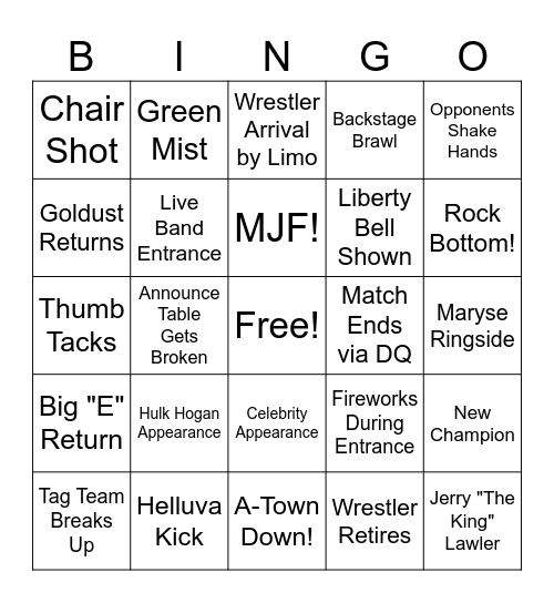 Wrestlemania 40! Bingo Card