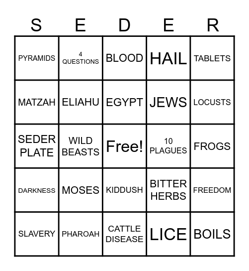 Passover Bingo Card