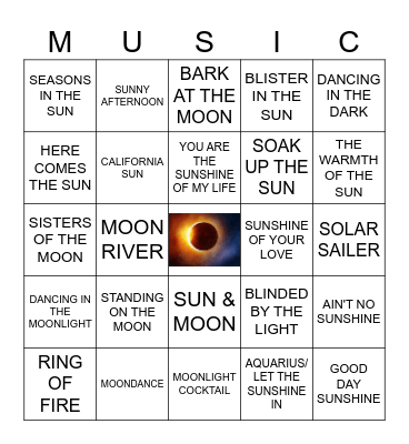 TOTAL ECLIPSE OF........ Bingo Card