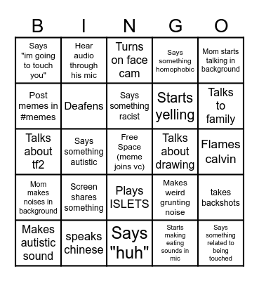 Meme Bingo Card
