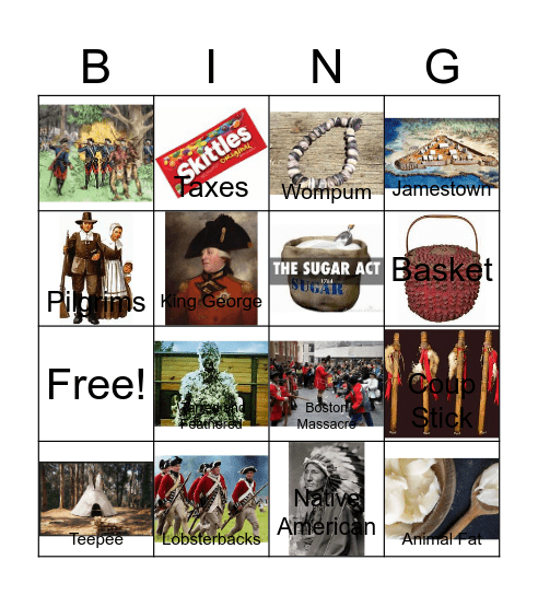 Native Americans to Tea Act Bingo Card
