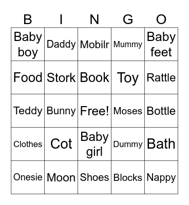 Baby Bingo Card
