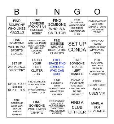 Hutch Bingo Card