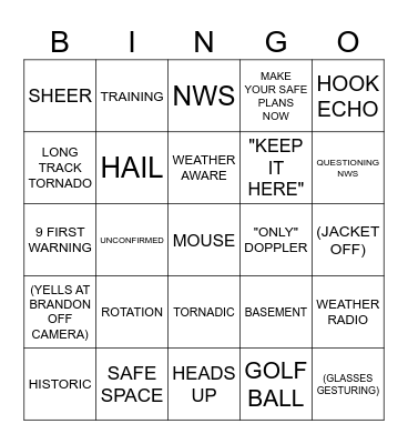 STEVE SEVERE WX BINGO Card