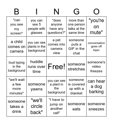 Pre-Arrival BINGO Card