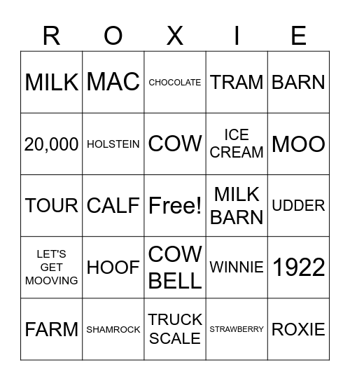 SHAMROCK FARMS BINGO Card