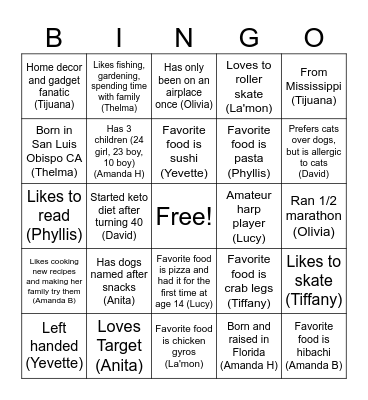 Clinical Team Bingo Card