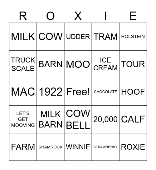 SHAMROCK FARMS BINGO Card