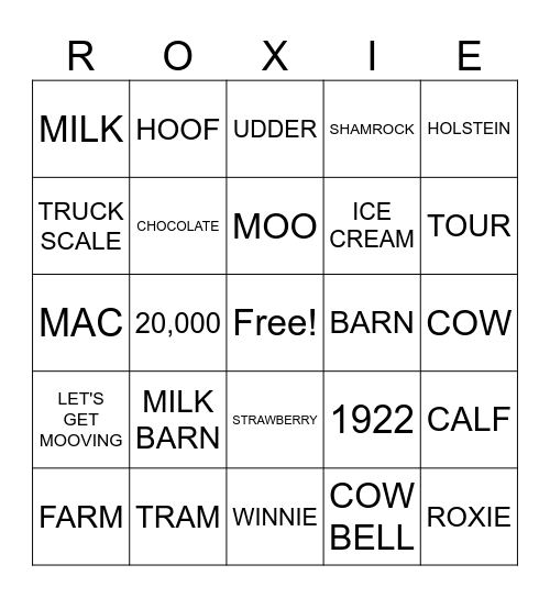 SHAMROCK FARMS BINGO Card