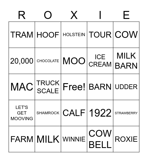 SHAMROCK FARMS BINGO Card