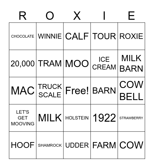 SHAMROCK FARMS BINGO Card