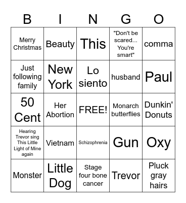 On Earth, We're Briefly Gorgeous Bingo Card